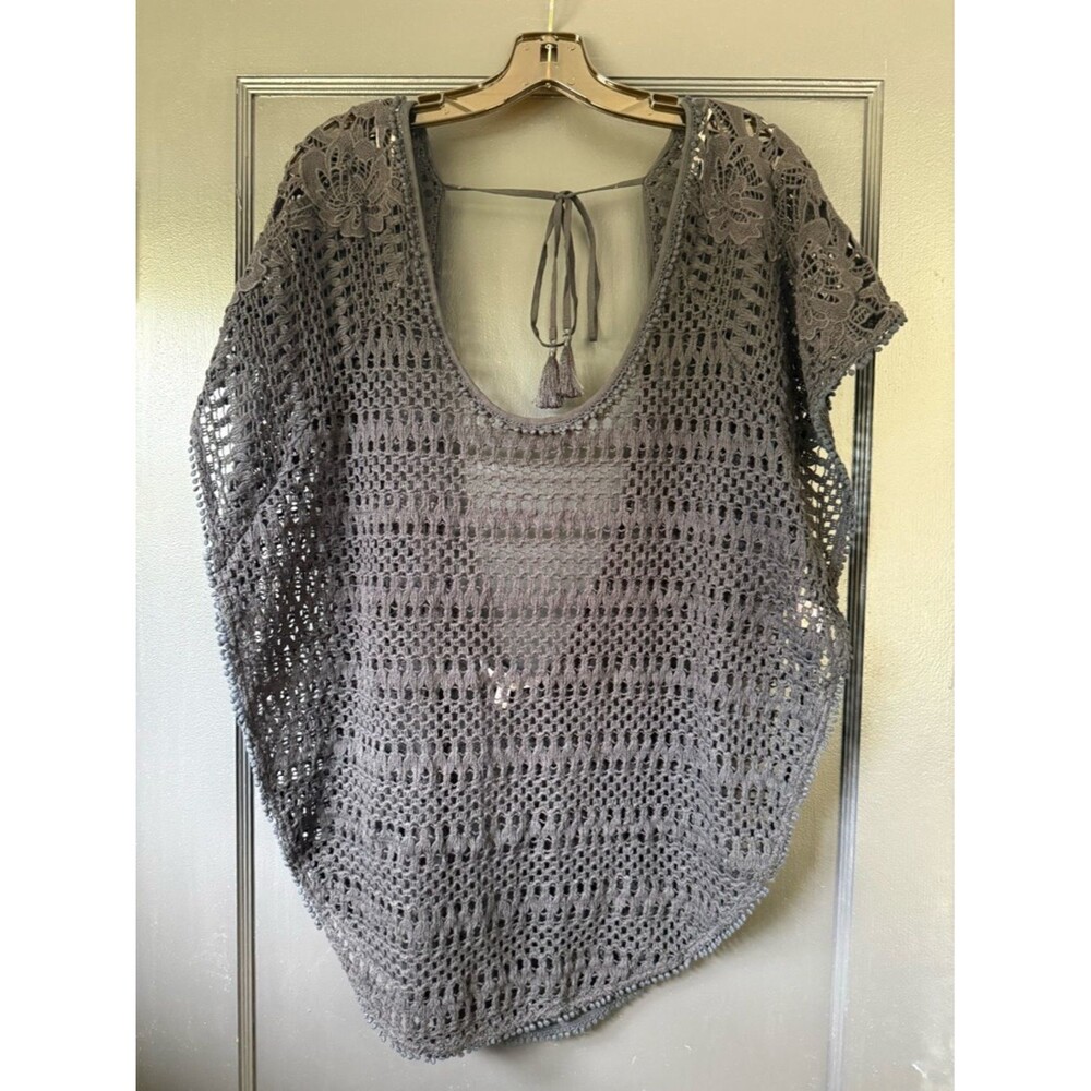 Victoria's Secret Black Crochet Overlay Top / Swim Coverup / Resortwear